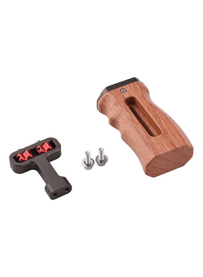 Universal Camera Cage Left/Right Side Handle Wooden Hand Grip with 1/4 Screw Hole Cold Shoe Mount for Camera Cage  - Image 3