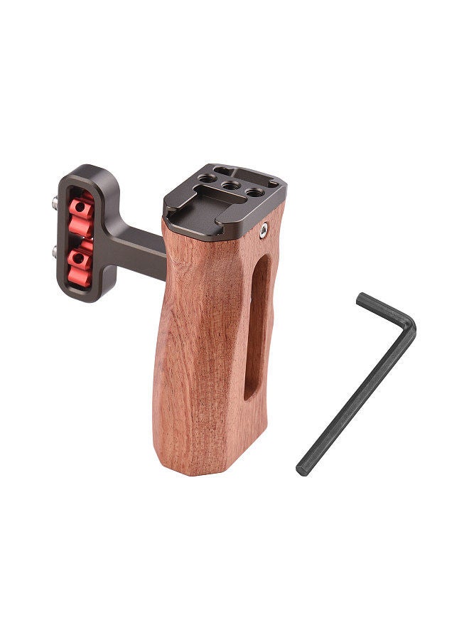 Universal Camera Cage Left/Right Side Handle Wooden Hand Grip with 1/4 Screw Hole Cold Shoe Mount for Camera Cage  - Image 4