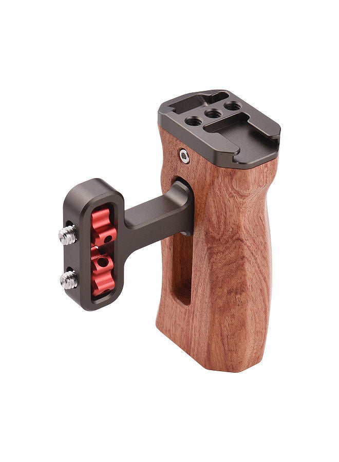 Universal Camera Cage Left/Right Side Handle Wooden Hand Grip with 1/4 Screw Hole Cold Shoe Mount for Camera Cage  - Image 5
