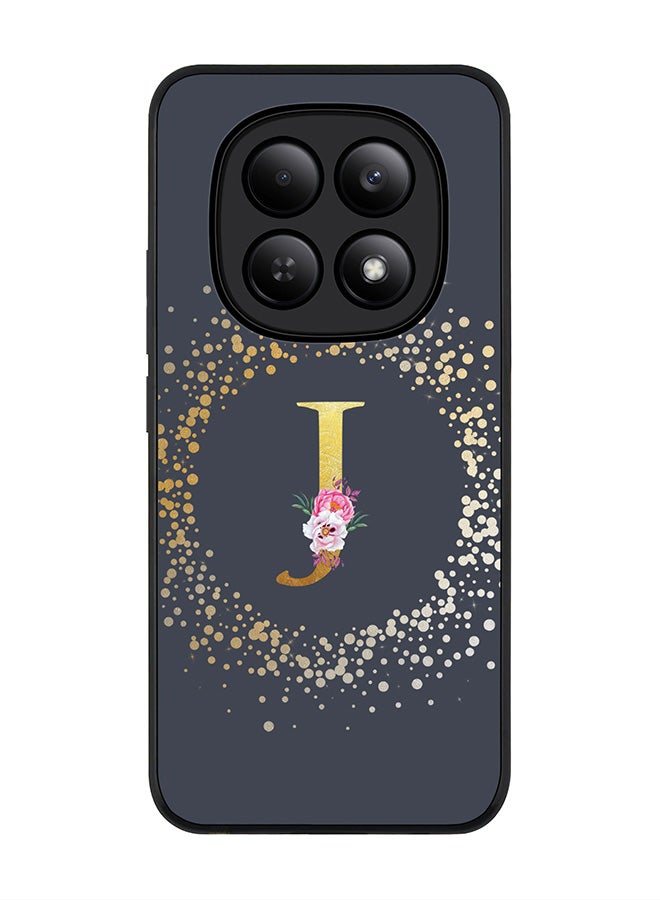 Stylizedd For Xiaomi Redmi Note 15 4G Case,Slim fit Camera Protection, Shockproof Thin Phone cover  - Custom Monogram Floral - J  (Grey ) - Image 1
