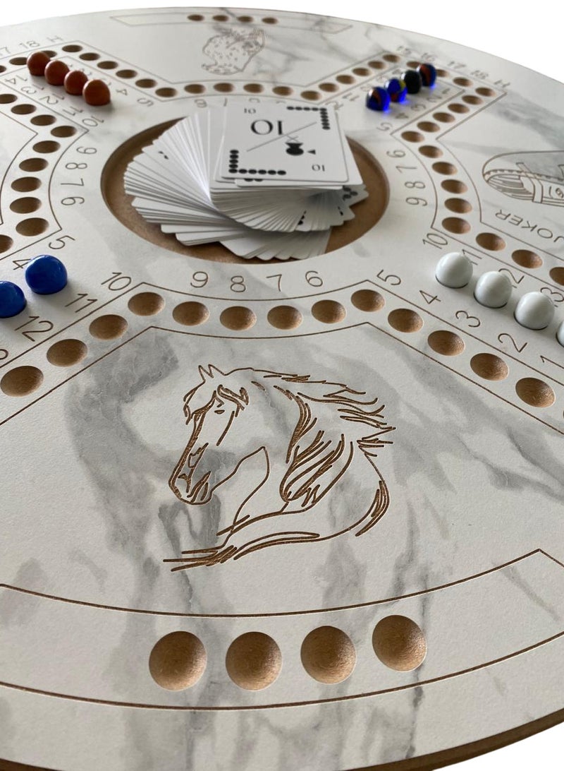 جاكارو جوكر لعبة الطاولة واهو لأربعة وستة لاعبين مزدوجة الجوانب مع بطاقات وكرات وحقيبة - Image 3