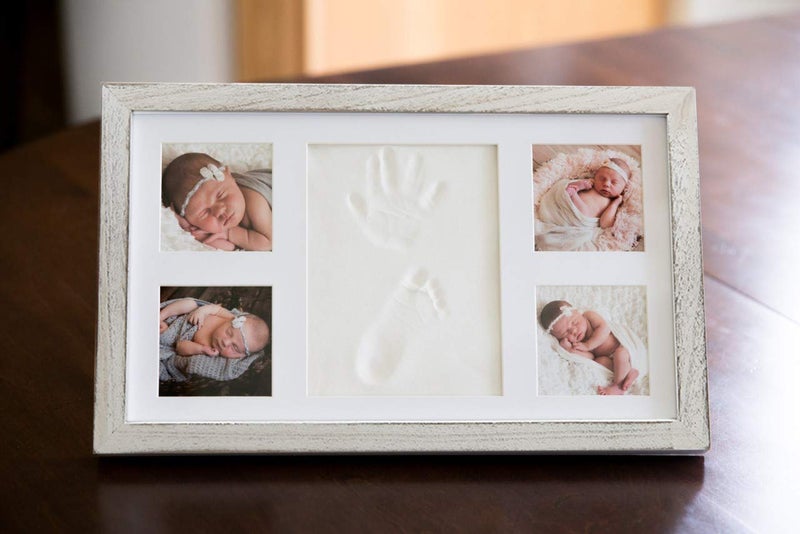 Little Hippo Baby Footprint Kit & Keepsake | Baby Handprint Kit | Baby Hand and Footprint Kit (Rustic White, Large) - Image 2
