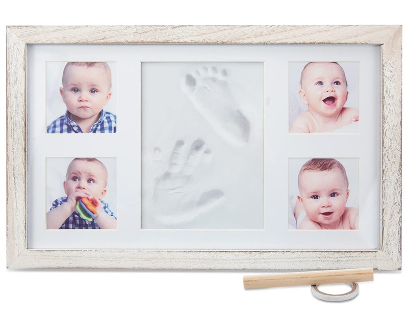 Little Hippo Baby Footprint Kit & Keepsake | Baby Handprint Kit | Baby Hand and Footprint Kit (Rustic White, Large) - Image 1