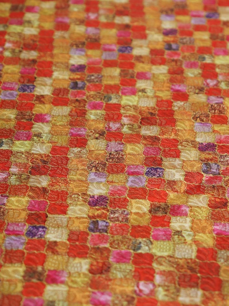 ZEBA World Table Cover Floral Brocade Silk and Border Patchwork | Red and Gold | Heat Resistant Table Cover for Kitchen Table/Dining Table Cloth, 52 X 84 Inches; 130 cm X 210 cm - Image 4