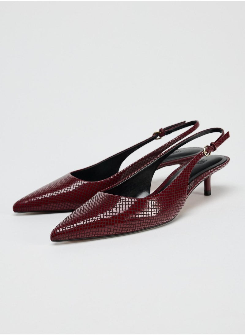 Zara Limited edition leather embossed kitten heel slingbacks  - Image 2