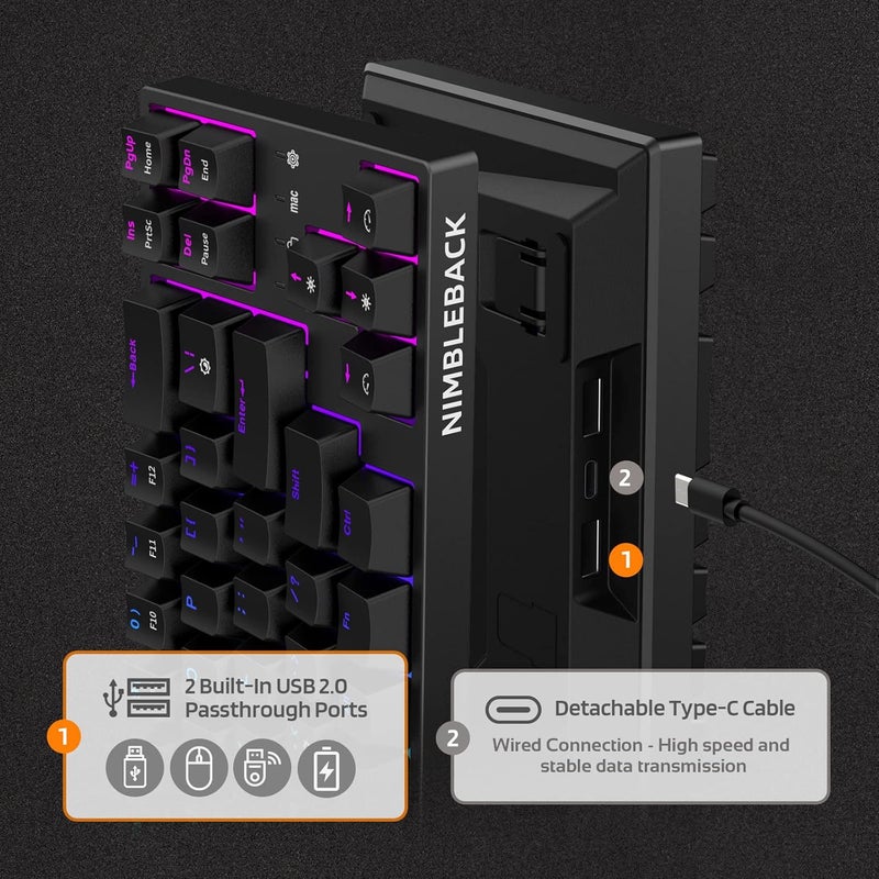 LTC NB681 Nimbleback Wired 65% Mechanical Keyboard, RGB Backlit Ultra-Compact 68 Keys Gaming Keyboard with Hot-Swappable Switch and Stand-Alone Arrow/Control Keys (Hot Swappable Blue Switch, Black) - Image 5