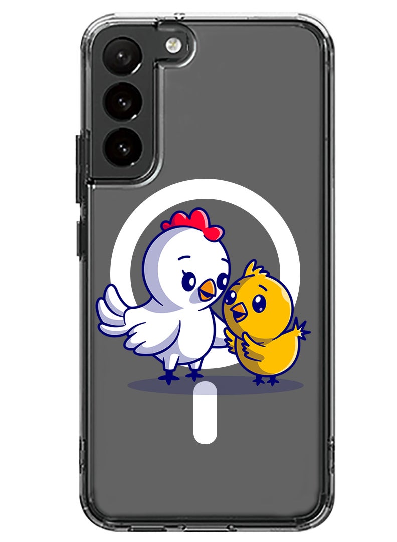 Theodor Magnetic Case for Samsung Galaxy S23 6.1-inch Compatible with MagSafe Wireless Charging, Shockproof Phone Bumper Cover Chicken & Hen - Image 1