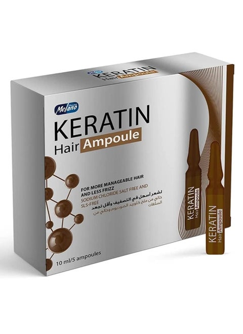 Keratin Hair Ampoule For More Manageable Hair And Less Frizz 5 Ampoules X10 ml