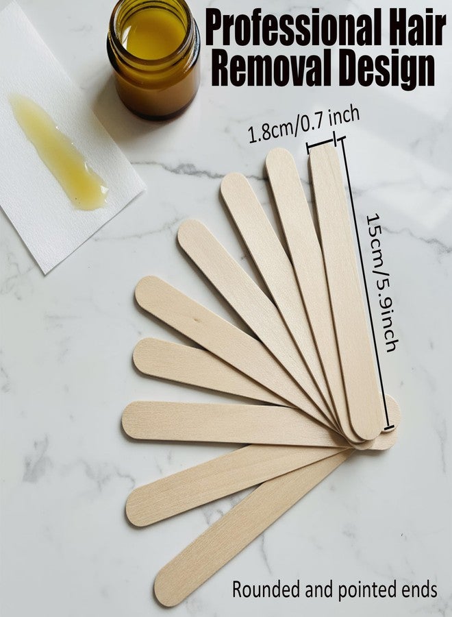 Litboom 100 Pack Wooden Waxing Sticks, Natural Birch, 5.9 Inch Length, Smooth Surface, Hair Removal Applicator, Body and Face Use - Image 2