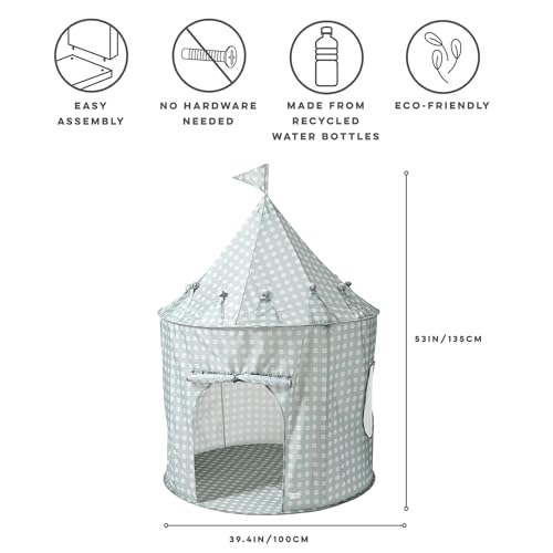 3 Sprouts Kids Play Tent Sustainable Recycled Fabric Fun Spacious Childs Playhouse for Indoor Games for Boys Girls Durable Fort Pop Up House for Toddlers Children Age 310 Gingham Blue - Image 5