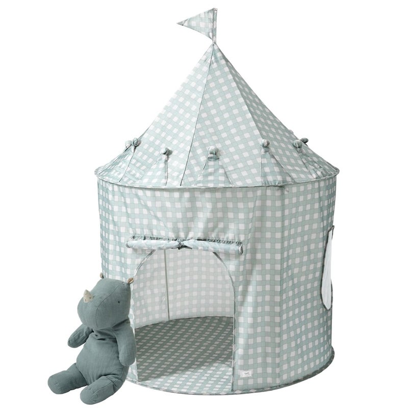 3 Sprouts Kids Play Tent Sustainable Recycled Fabric Fun Spacious Childs Playhouse for Indoor Games for Boys Girls Durable Fort Pop Up House for Toddlers Children Age 310 Gingham Blue - Image 2
