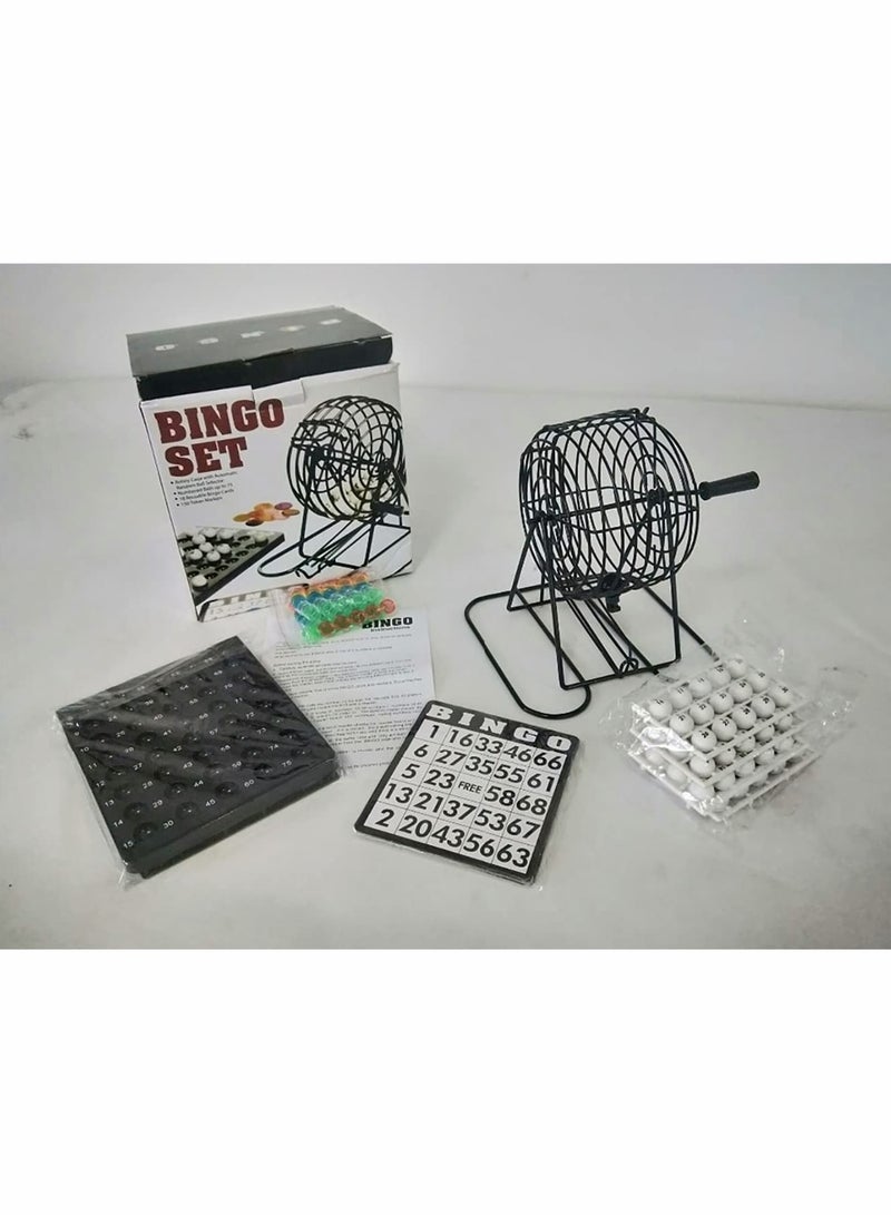 Game Set with 8 Inch Metal Round Cage, Plastic Masterboard, 75 pcs Balls, Cards for Classic, Traditional, Family Party Game Play - Black  - Image 2