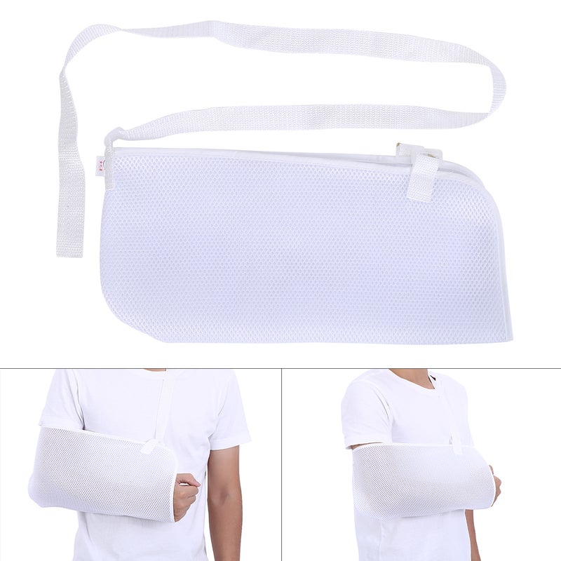 Adjustable Breathable Mesh Arm Sling Elbow Brace Support Shoulder Immobilizer (White) - Image 4
