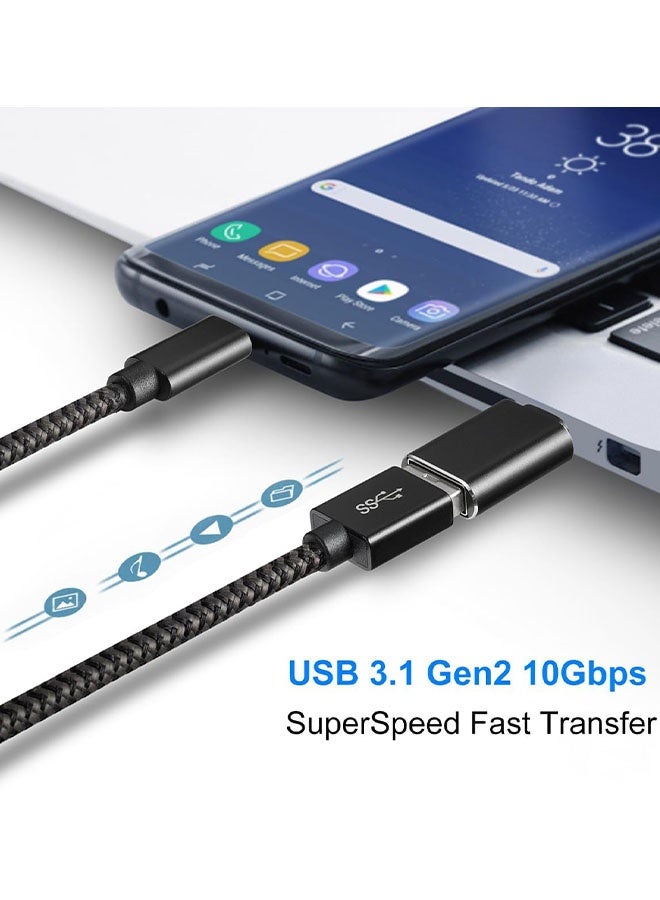 2Pcs USB C to USB Adapter USB C Adapter Type C Male to USB 3.1 Female Adaptor OTG USB Adapter to USB C Compatible with MacBook Pro, Samsung Galaxy, Type-C Smartphones, Tablets and Laptops (Black&Silver) - Image 3