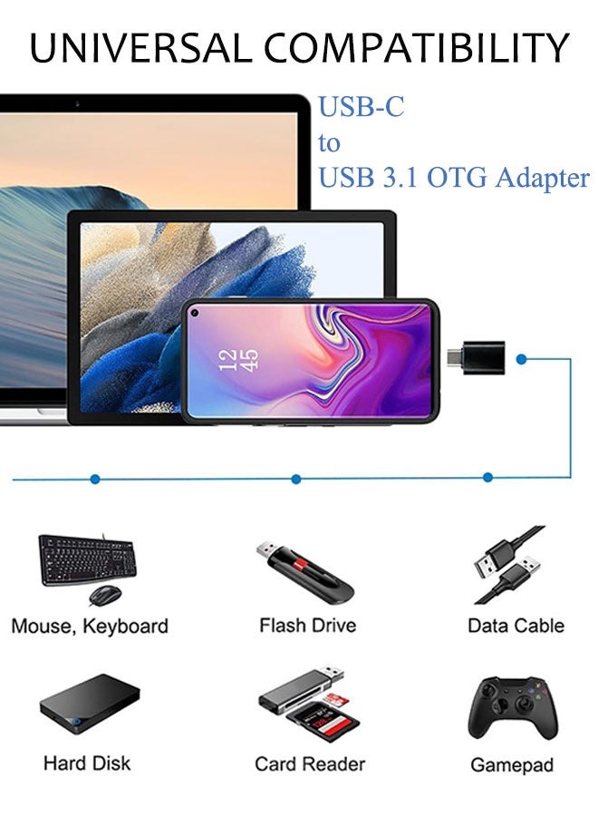 2Pcs USB C to USB Adapter USB C Adapter Type C Male to USB 3.1 Female Adaptor OTG USB Adapter to USB C Compatible with MacBook Pro, Samsung Galaxy, Type-C Smartphones, Tablets and Laptops (Black&Silver) - Image 2