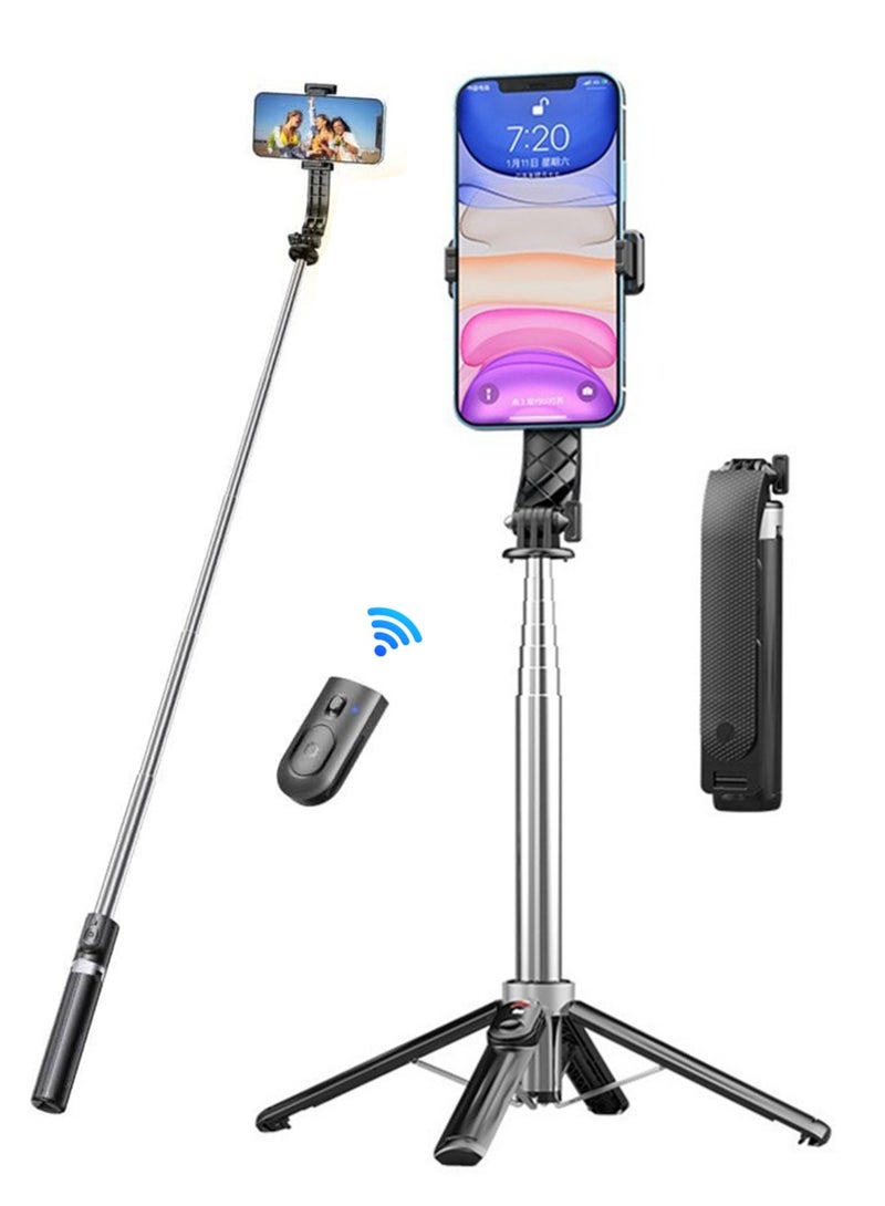 Bluetooth Mobile Cellphone Stick Foldable Tripods for Mobile and Camera Stand Gimbal Selfie Vlog Holder for Tiktok Video Shooting （Extended 17.5cm To 104cm） - Image 1