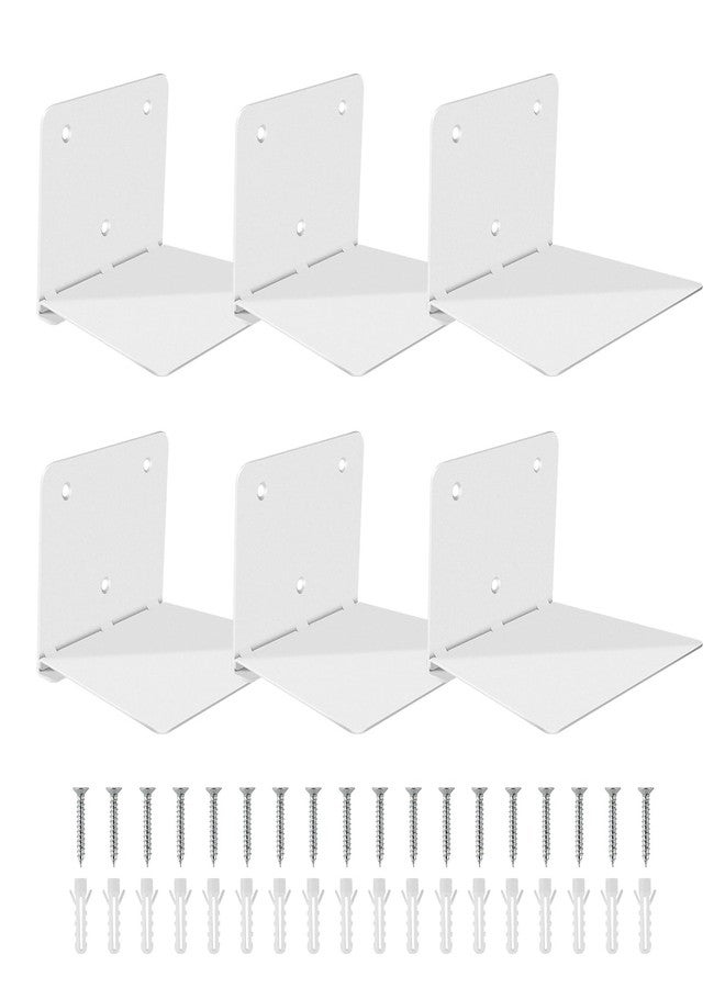 FENTEC Floating Book Shelves for Wall, Wall Mounted Invisible Floating Bookshelf, Heavy-Duty Hanging Bookshelves, Hidden Book Shelf Metal Wall Book Holder for Bedroom Home Office, 6-Pack White - Image 1