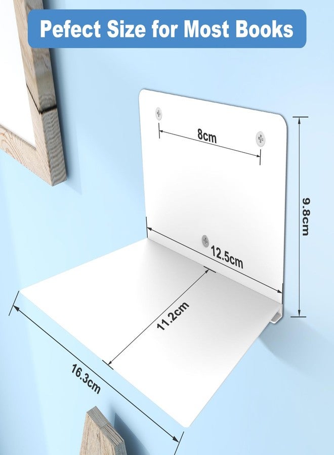 FENTEC Floating Book Shelves for Wall, Wall Mounted Invisible Floating Bookshelf, Heavy-Duty Hanging Bookshelves, Hidden Book Shelf Metal Wall Book Holder for Bedroom Home Office, 6-Pack White - Image 3