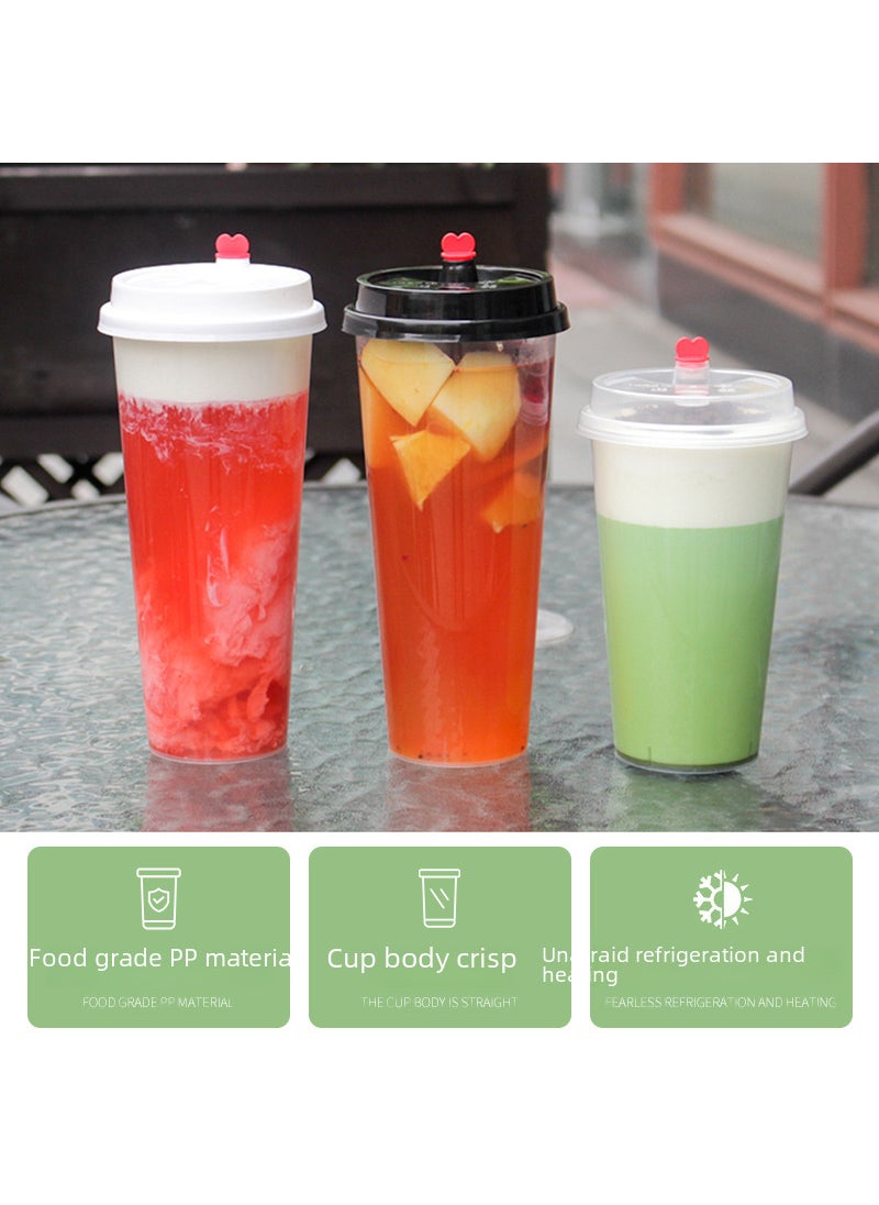Generic - Net red milk tea cup 90 caliber disposable pp injection plastic cup commercial milk tea cup juice beverage cup wholesale 90 caliber 600ml high permeability (500/box) - Image 1