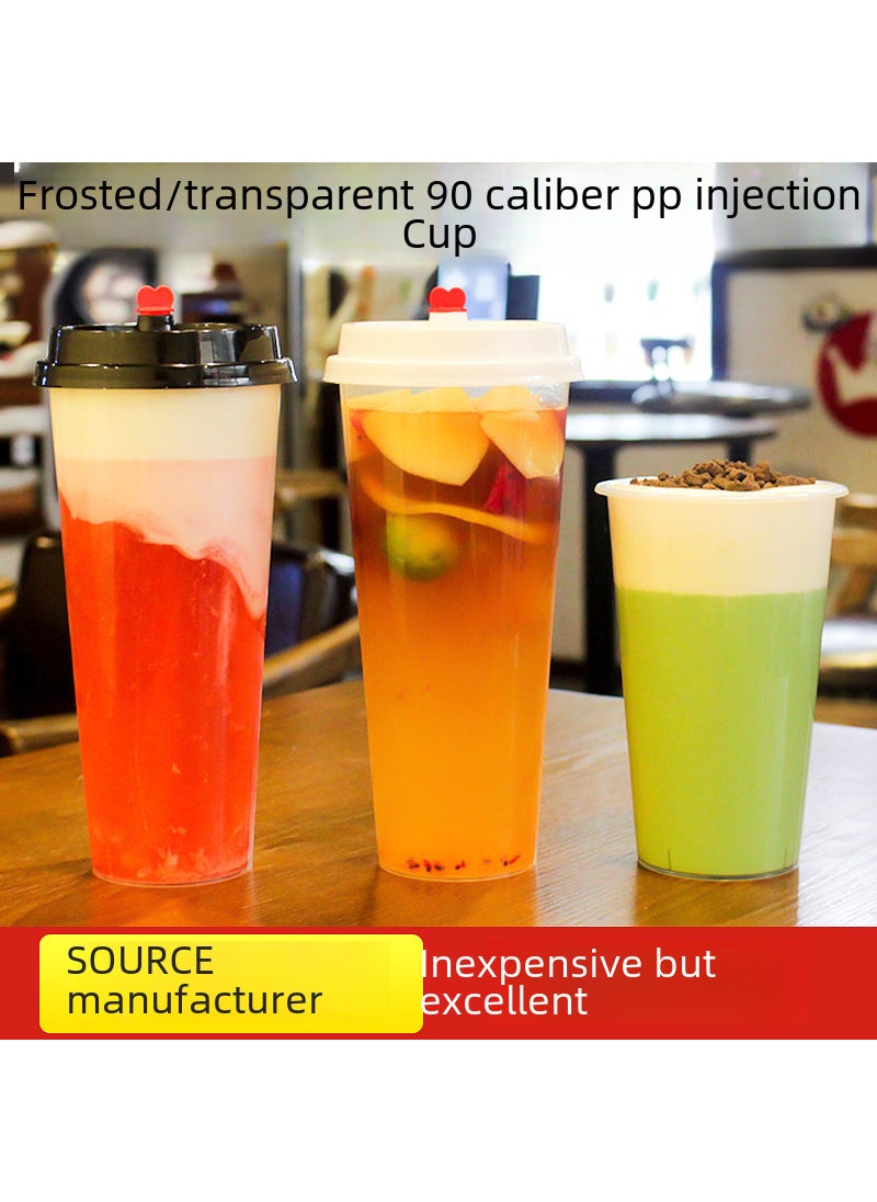 Generic - Net red milk tea cup 90 caliber disposable pp injection plastic cup commercial milk tea cup juice beverage cup wholesale 90 caliber 600ml high permeability (500/box) - Image 1