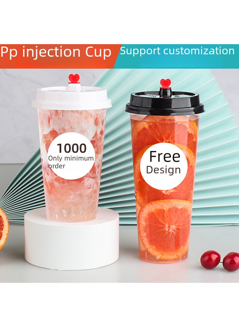 Generic - Net red milk tea cup 90 caliber disposable pp injection plastic cup commercial milk tea cup juice beverage cup wholesale 90 caliber 600ml high permeability (500/box) - Image 1