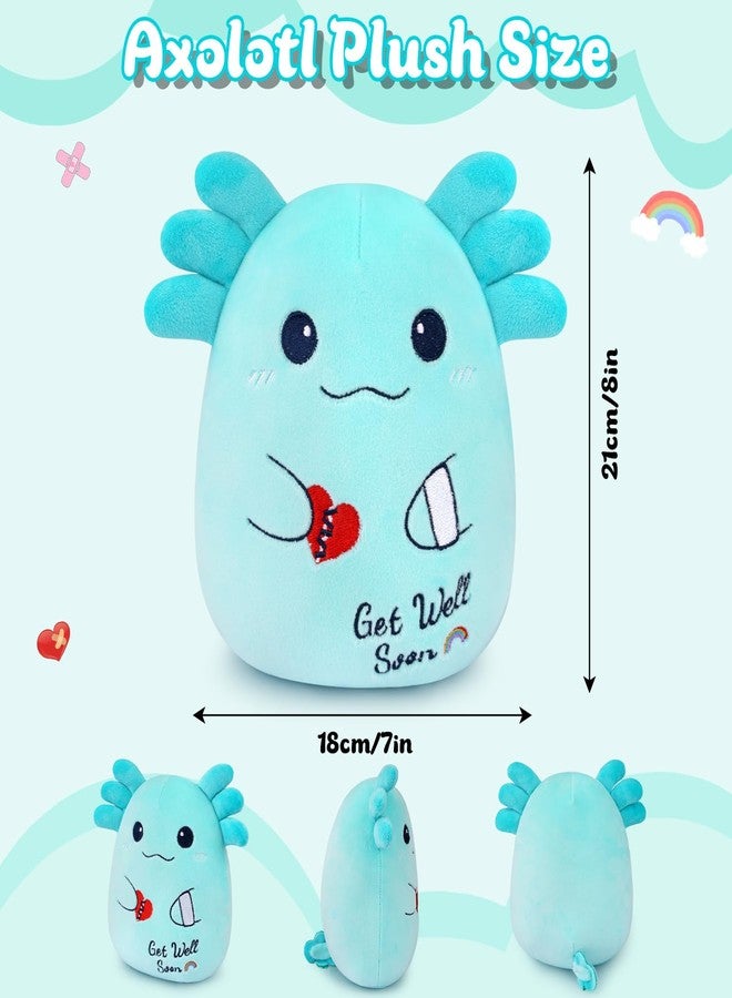 LSYDCARM Get Well Soon Axolotl Plush, Blue Axolotl Stuffed Animal Get Well Soon Gift for Kids Women, Cute Plush Huggable Stuffed Animal for Kids Boys Grils After Surgery - Image 2