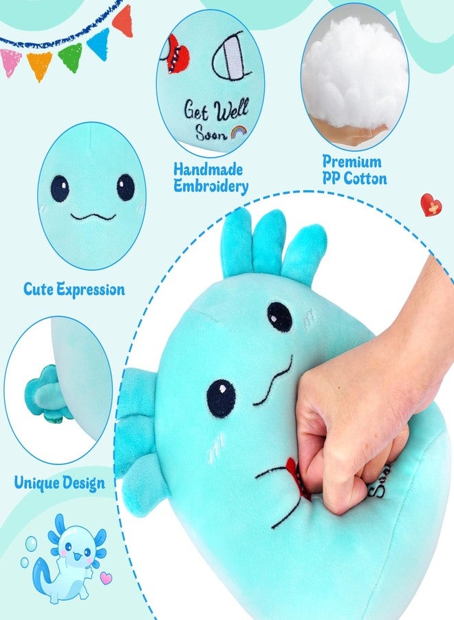 LSYDCARM Get Well Soon Axolotl Plush, Blue Axolotl Stuffed Animal Get Well Soon Gift for Kids Women, Cute Plush Huggable Stuffed Animal for Kids Boys Grils After Surgery - Image 3