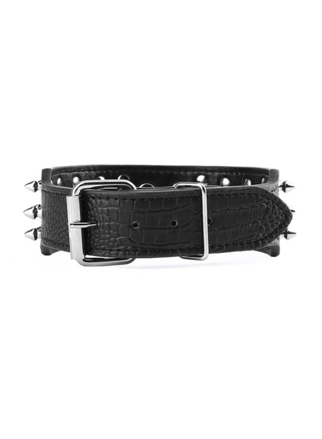 OUTAD Rivets Leather Collar Black/Silver L - Image 2