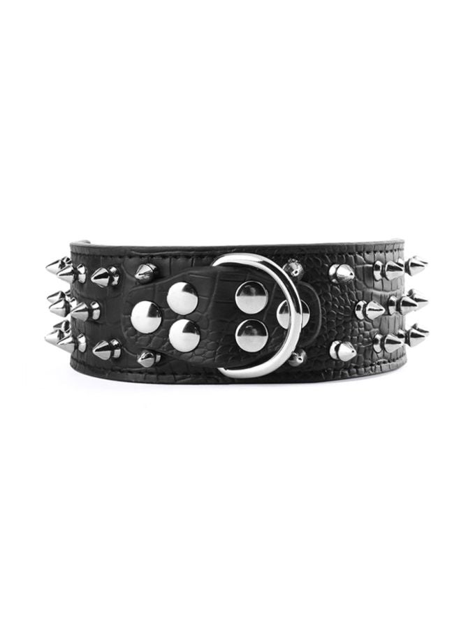OUTAD Rivets Leather Collar Black/Silver L - Image 1