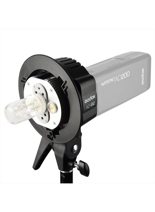 Godox - Godox AD-B2 Dual Power Twin Head Bowens Mount to Install 2 Godox AD200 or AD200 Pro Pocket Flash or Flashpoint eVOLV 200 TTL Modular Strobe Light Together to Achieve 400W Power Output - Image 1