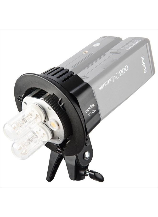 Godox - Godox AD-B2 Dual Power Twin Head Bowens Mount to Install 2 Godox AD200 or AD200 Pro Pocket Flash or Flashpoint eVOLV 200 TTL Modular Strobe Light Together to Achieve 400W Power Output - Image 1