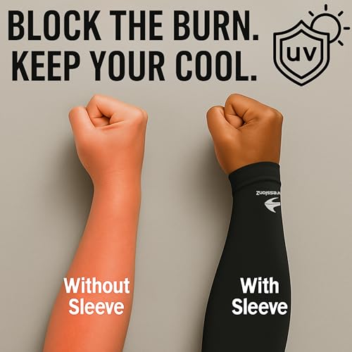 CompressionZ Kids Compression Sports Arm Sleeves Unisex | UV Sun Protection Volleyball Basketball Baseball Football Black Pair Large - Image 3