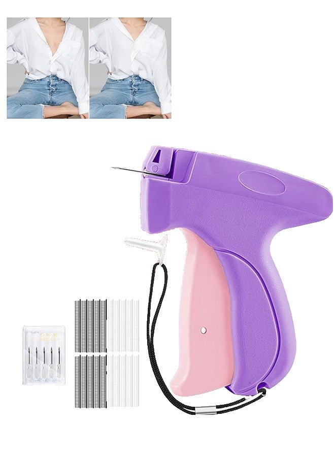مسدس صغير مجدول للملابس -مسدس يدوي صغير ترميز الخياطة -يتضمن 6 إبر, 2000 مثبتات أبيض وأسود (أرجواني) - Image 1
