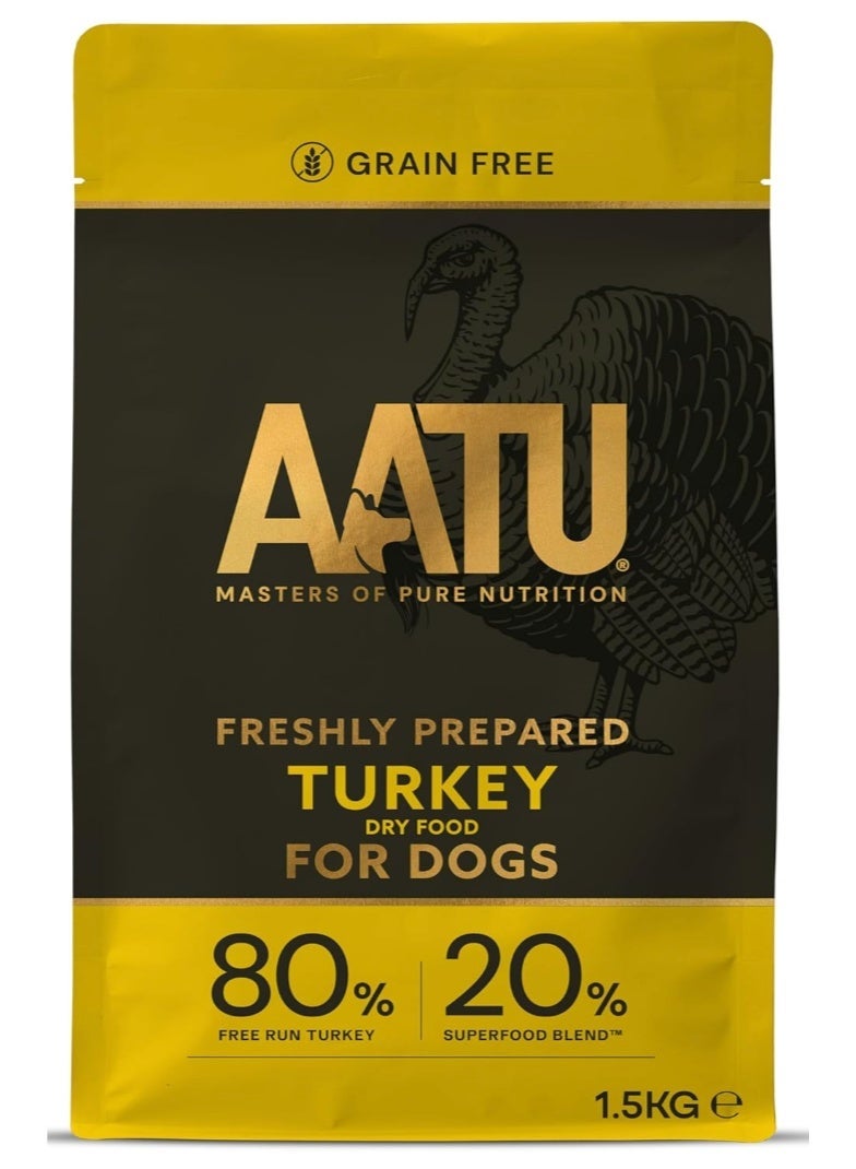 AATU 80/20 Complete Dry Dog Food, Turkey 1.5kg - Dry Food Alternative to Raw Feeding, High Protein. No Nasties, No Fillers. - Image 1