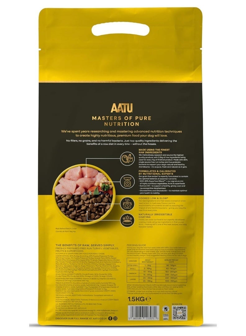 AATU 80/20 Complete Dry Dog Food, Turkey 1.5kg - Dry Food Alternative to Raw Feeding, High Protein. No Nasties, No Fillers. - Image 3