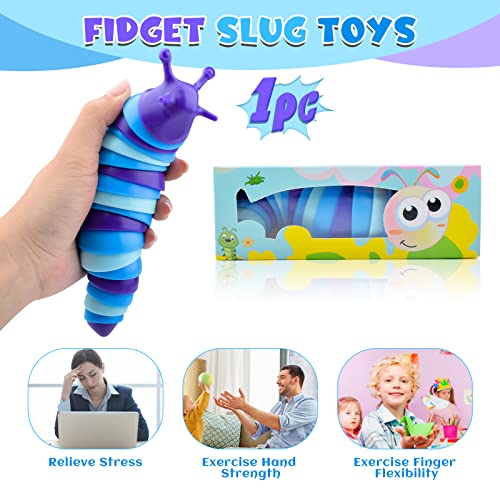 Cevioce Sensory Slug Fidget Toys,Fidget Slug Toys for Adults & Kids Party Favors,1 PC Cute Autism Sensory Toys for Autistic Children,Toddler Christmas Stocking Stuffers,Travel Toys for 1+ Year Old B - Image 4