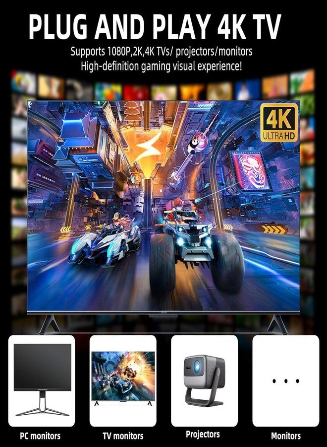 جهاز ألعاب فيديو تلفزيوني لاسلكي SSR إصدار 2025، يعمل بتقنية التوصيل والتشغيل، بدقة 4K فائقة الوضوح، مزود بأكثر من 20,000 لعبة مدمجة وذاكرة تخزين خارجية 64 جيجابايت، يدعم 9 محاكيات، مناسب للأطفال من سن 5 إلى 17 عامًا، لون أبيض. - Image 3