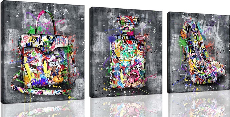 SIXTTART Graffiti Canvas Wall Art - 3 Piece Set - Image 1