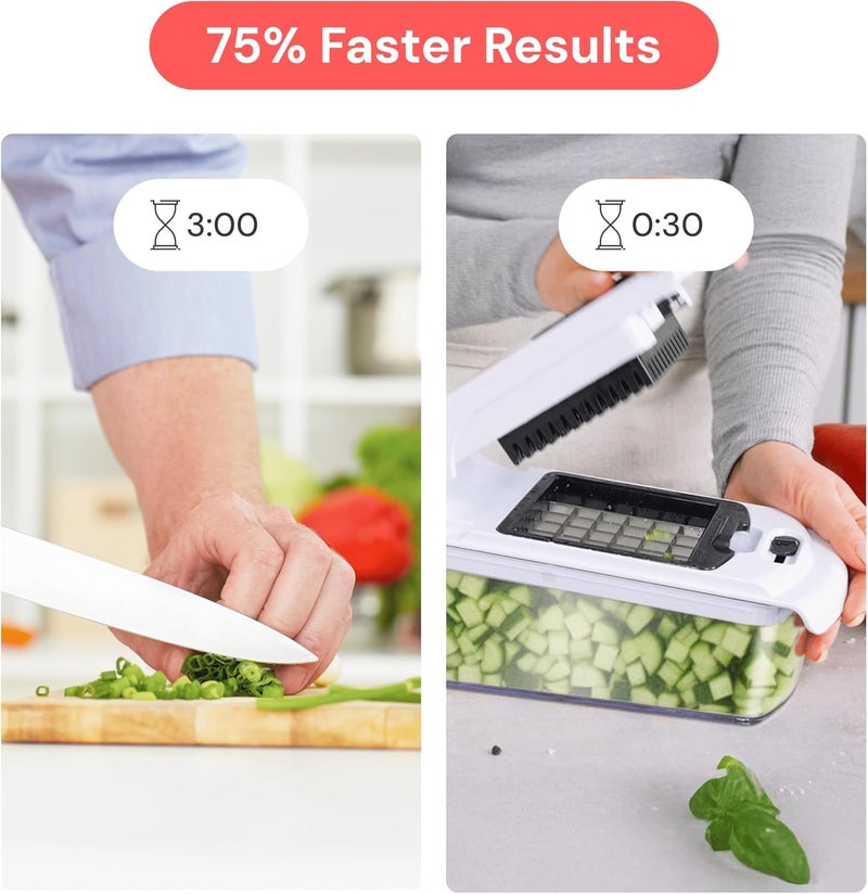 FULL STAR The Original Pro Chopper - Vegetable Chopper and Spiralizer, Food Chopper with Container, Fruit Slicer, Kitchen Gadgets & Gifts, Home Essentials (9 in 1, White) - Image 4