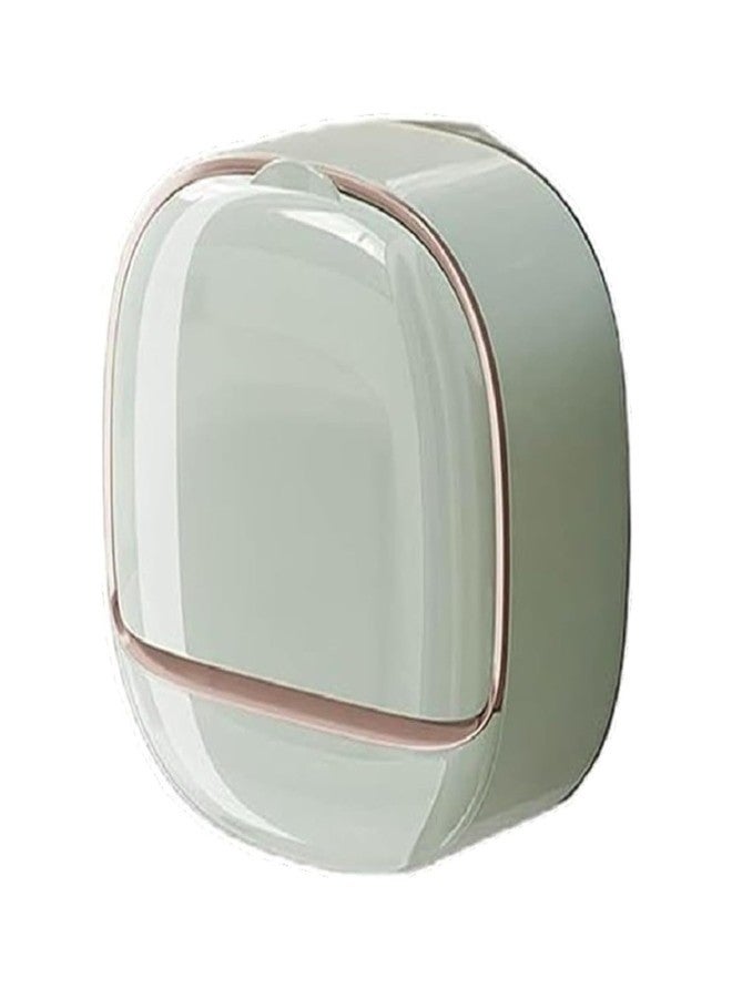 KASQUE® Luxury Soap Holder with Drain Tray, Waterproof Soap Dish with Drainage Box, Soap Box, Soap Dish with Lid, Wall Mounted Drain Sox for Bathroom, 11.6 x 11.6 x 4.5 cm, Light Green, Pack of 1 - Image 1