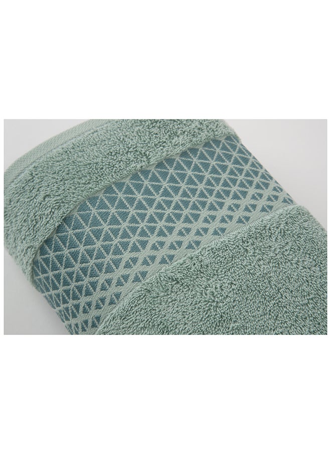 White Rose Towel 4 Piece Bathroom  Set - TRIANGLE - 500 GSM - 100% Cotton Terry - Jacquard Border- 2 Bath  70X140 cm & 2 Hand  50x90 cm- Luxury Touch - Extra Absorbent-Olive  - Image 4