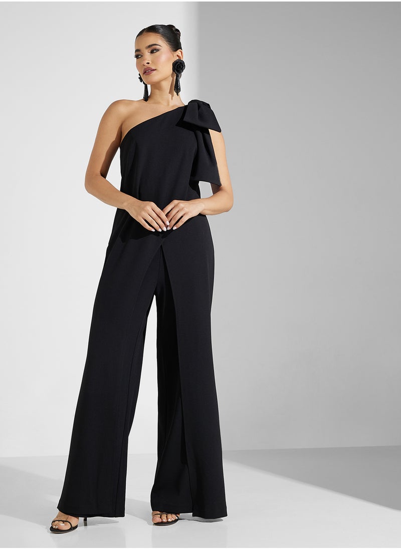 Adrianna Papell One Shoulder Tie Detailed Jumpsuit  - Image 4