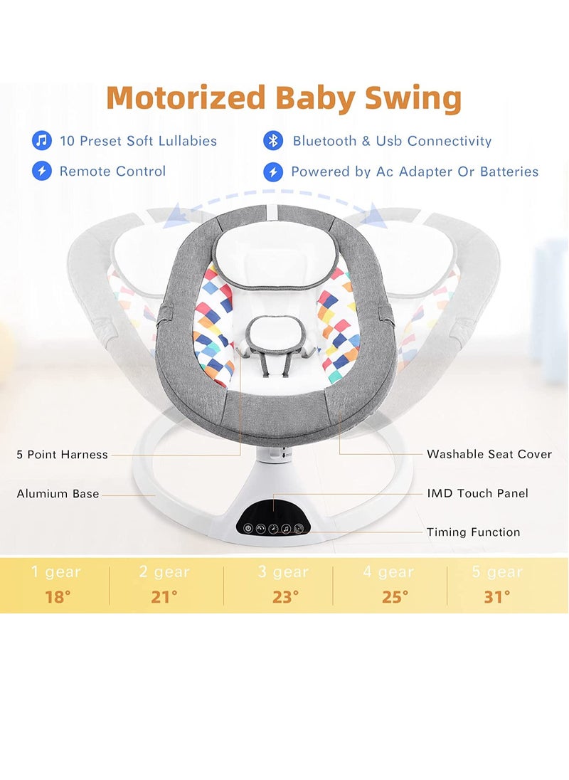 Gonice - Baby Swing for Infants, Electric Portable Baby Swing for Newborn, Bluetooth Touch Screen/Remote Control Timing Function - Image 1