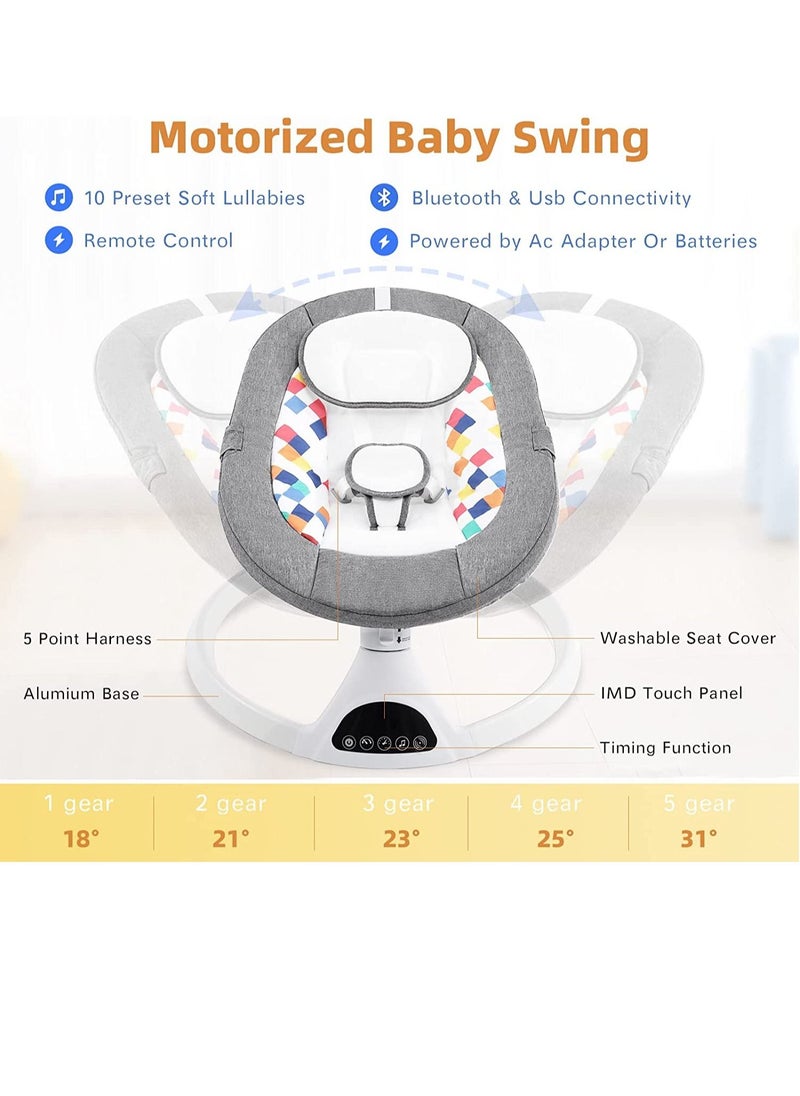 Gonice - Baby Swing for Infants, Electric Portable Baby Swing for Newborn, Bluetooth Touch Screen/Remote Control Timing Function - Image 1