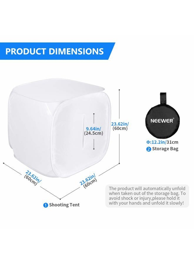 Neewer® 24x24 inch/60x60 cm Photo Studio Shooting Tent Light Cube Diffusion Soft Box Kit with 4 Colors Backdrops (Red Dark Blue Black White) for Photography - Image 3