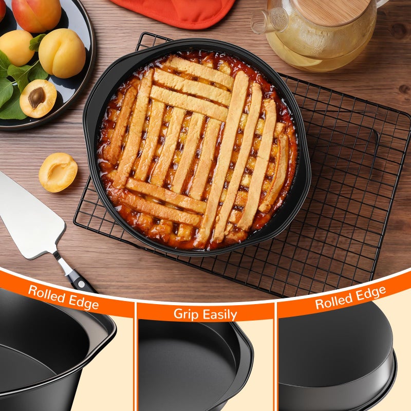 AltarreT 8 Inch Round Cake Pan with Handle, 3PCS Nonstick Cake Pans with 100 PCS Parchment Paper - Image 4