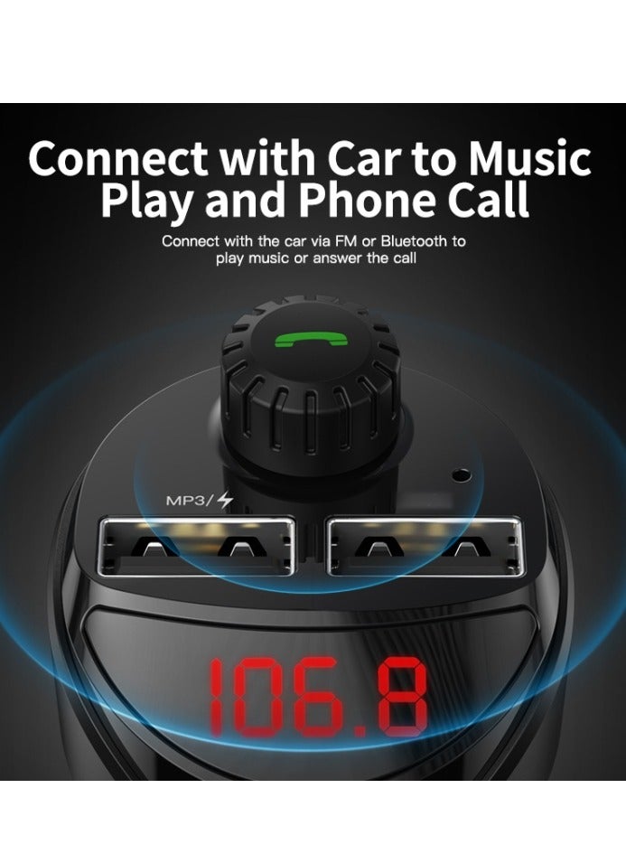 ELTRAZONE B16 2.4A Dual USB Charger Car Bluetooth Transmitter(Black) - Image 4