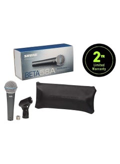 Shure Vocal Microphone - Single Element Supercardioid Dynamic Mic For Stage Studio, Includes A25D Adjustable Stand Adapter, 5/8 To 3/8 Inch Euro Thread Adapter And Storage Bag Beta 58A Silver  - Image 2