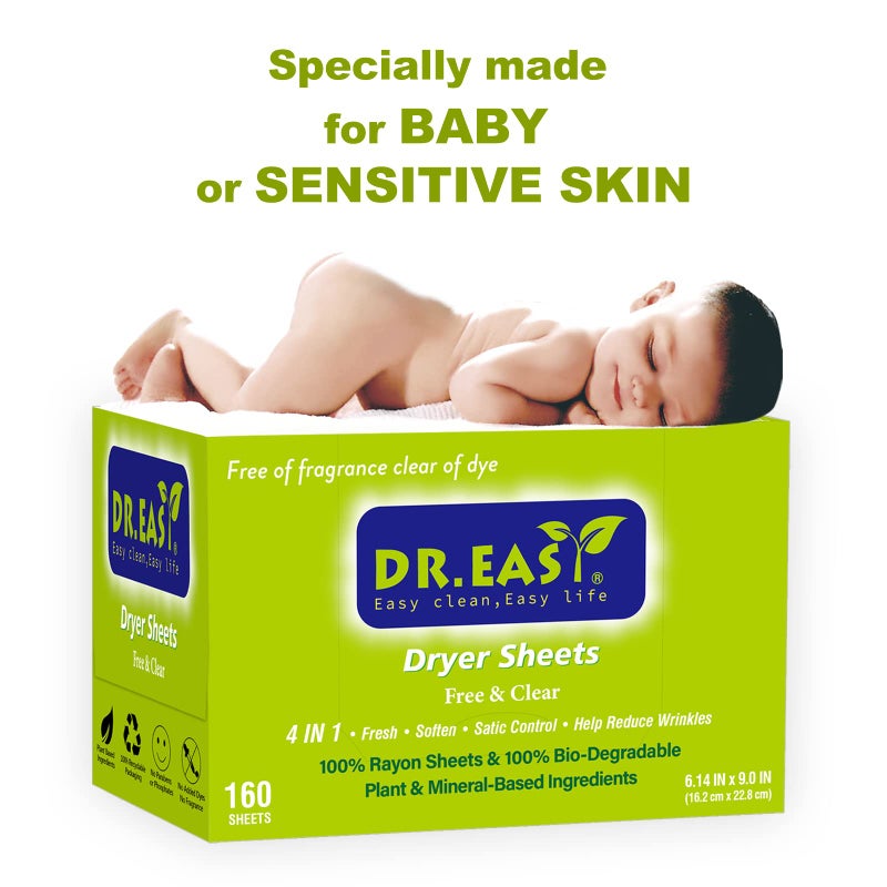 DR. EASY DR.EASY Dryer Sheets Plant Based Formula 252 Ct Fabric Softener sheets for Laundry Free & Clear Essential Oil Scented No Artificial Fragrances No Dyes Reduce Static & Wrinkles Help Repel Pet Hair - Image 4