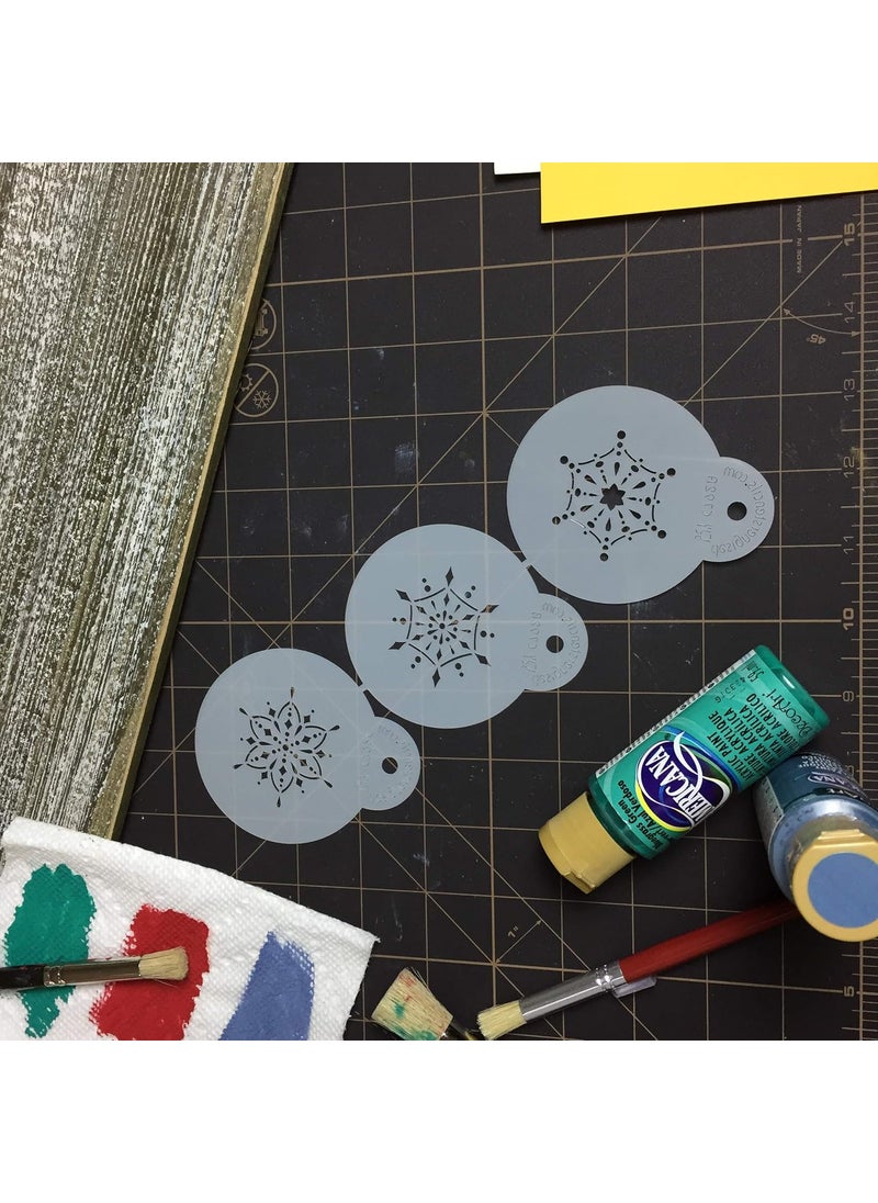 Designer Stencils - Designer Stencils C792 Mini Jeweled Snowflakes, Beige/semi-Transparent - Image 1